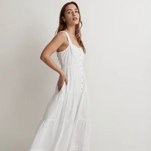 NWT Madewell Button-Front Tiered Midi Dress